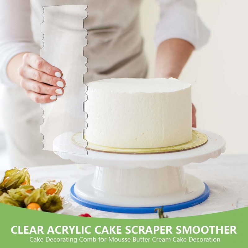 7 Pcs Acrylic Cake Icing Scraper Smoother Comb with Double Sided for DIY Mous... gallery