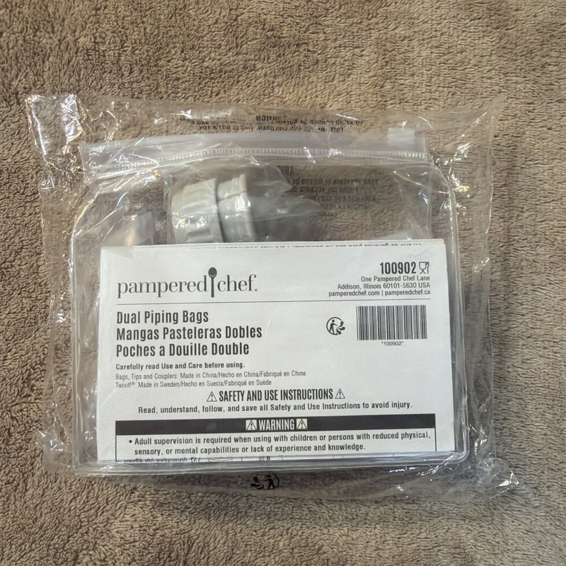 Pampered Chef Dual Piping Bags 100902 w/ Pouch, Bags, Tips & Couplers New Sealed