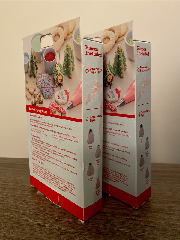 🧁 DECORATING KIT 2 PACK 12pc Each DISPOSABLE BAGS + TIPS For COOKIES & CAKES A7 gallery