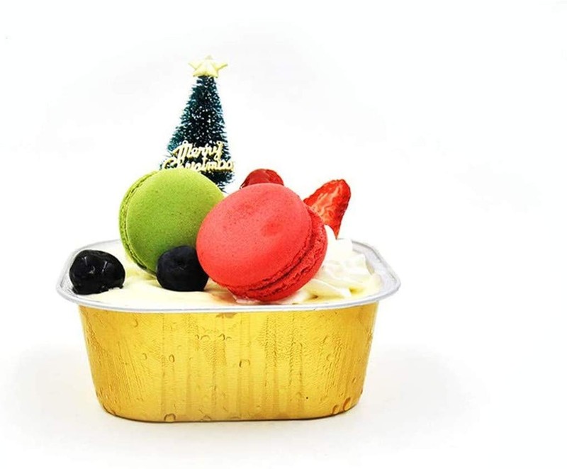 KEISEN square 4 2/5" Disposable Aluminum Foil Cups 300ml for Muffin Cupcake B...