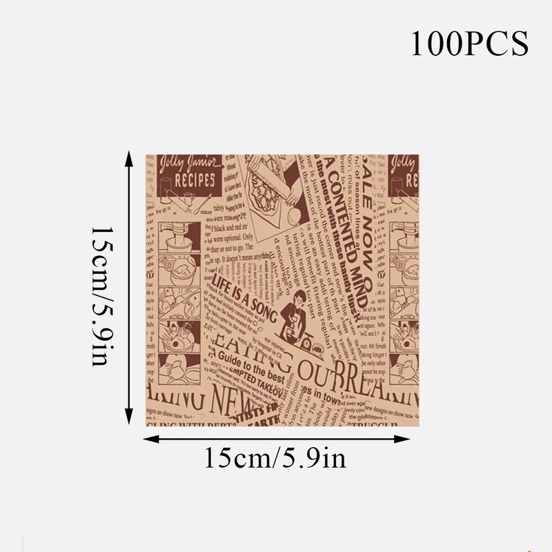 Oil-Proof Wax Paper Baking Bread Mat French Fries Burger Paper Thickened 100PCS