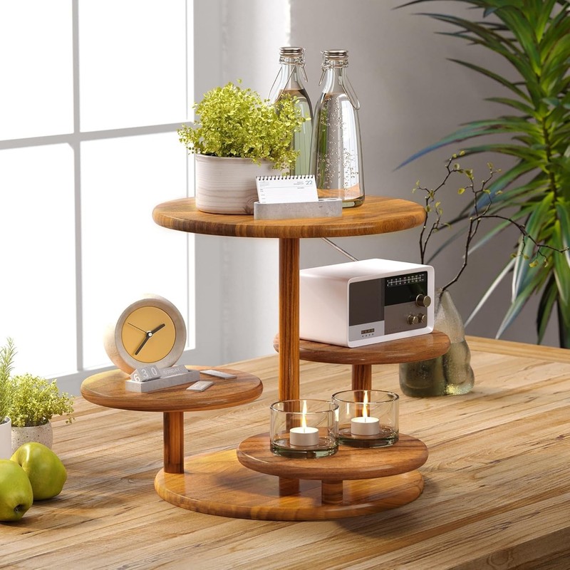 Soporte Redondo De 4 Niveles Para Cupcakes, Soporte De Madera Para Pasteles NEW. gallery