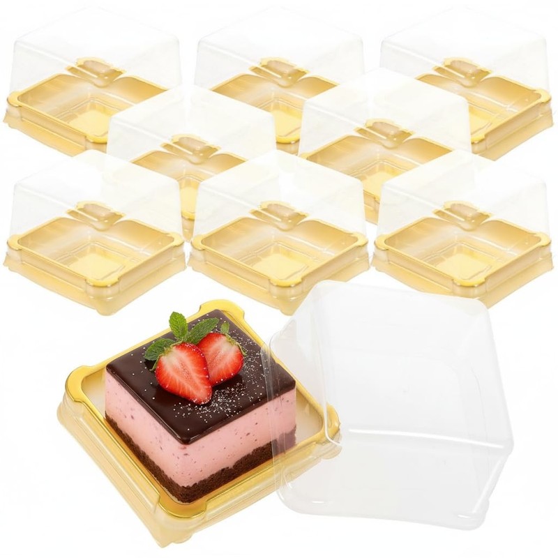 Housoutil Square Mini Cake Boxes 50 Pack Clear Plastic Food Storage Container…