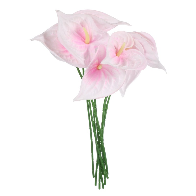 8Pcs 11inch Artificial Anthurium Flowers, Light Pink