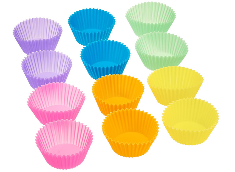 Reusable Multicolor Silicone Baking Cups BPA Free Muffin Liners Oven safe 12Pack gallery