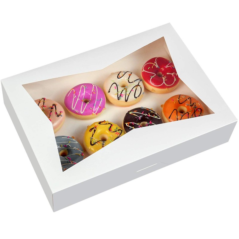 15 Pack 14x10x3 Inch White Lock Corner Bakery Cookie Box With PVC Window