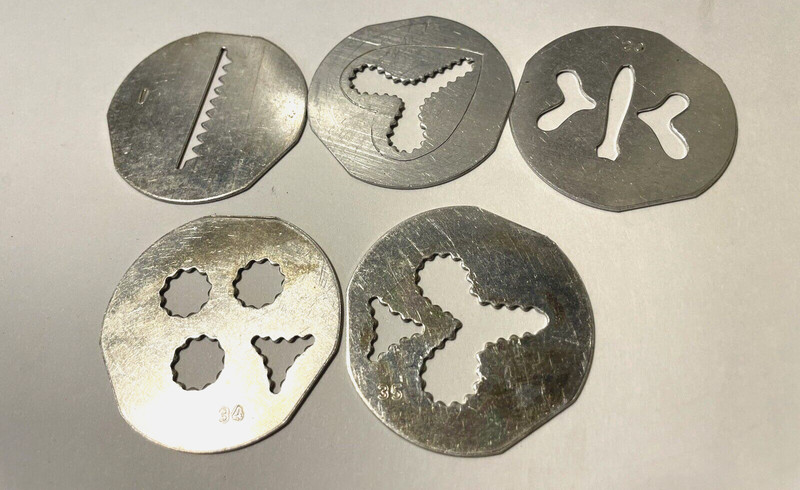 Vintage Lot Of Mirro Cookie Press Replacement 5 Discs And 3 Tips gallery