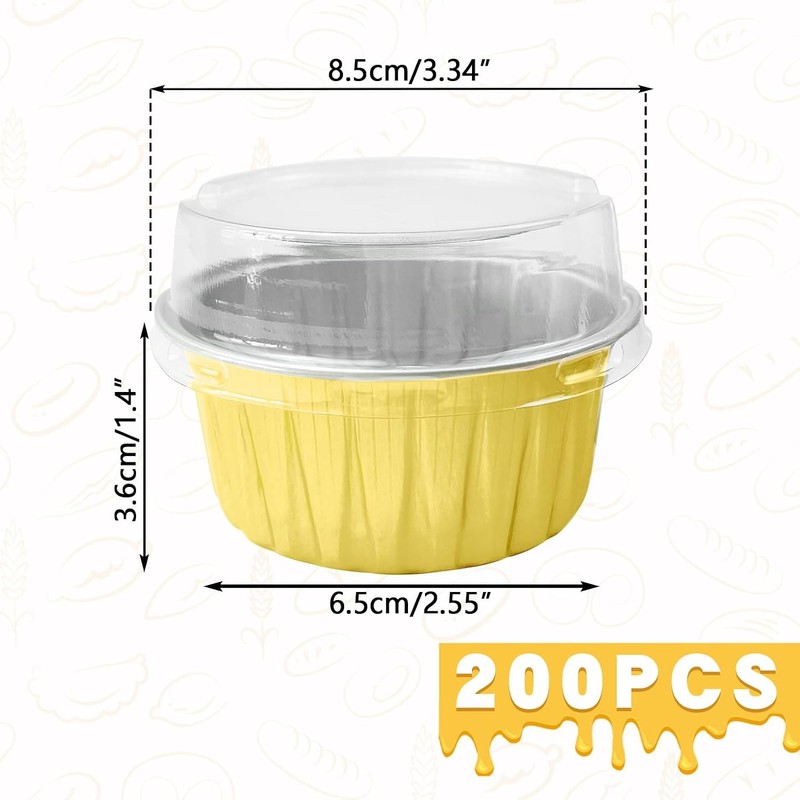 200Pcs Round Aluminum Baking Cake Pans with Clear Plastic Lids, Foil Pie Tin gallery