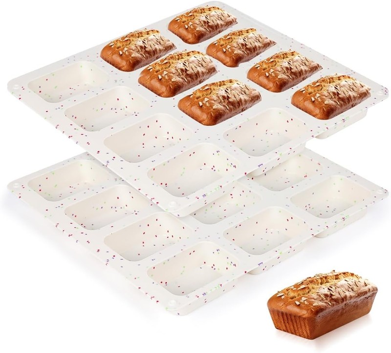 Mini Loaf Pan, Silicone Mini Bread Loaf Pans 12 Cups for Baking Bread, Brownie,
