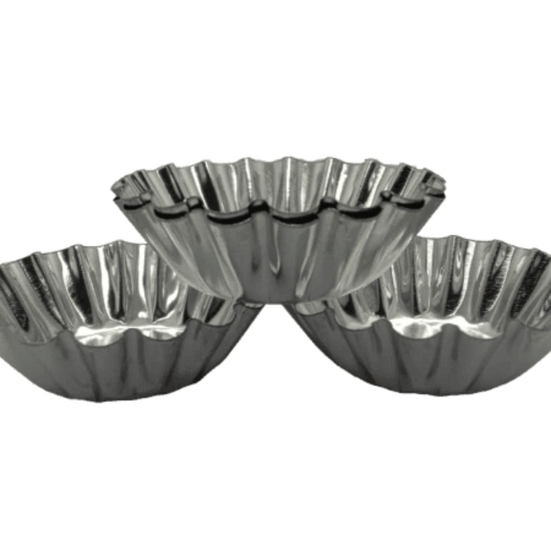 Egg Tart Bake Mold Reusable Silver Stainless Steel Cupcake And Pudding – 4pcs