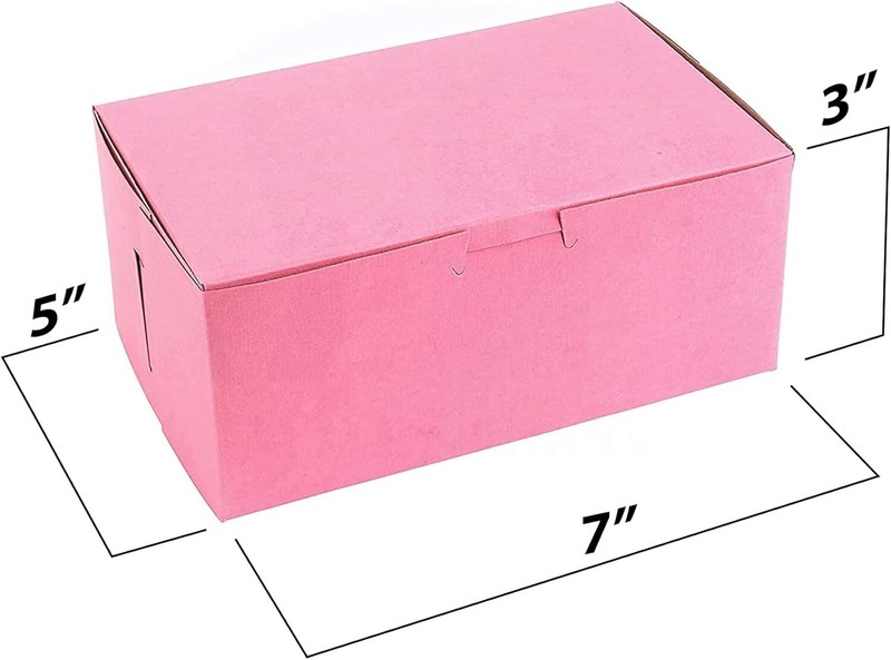 MT Products Pink Cookie Boxes 7" x 5" x 3" - Bakery Boxes No-Window - Pack of 25 gallery