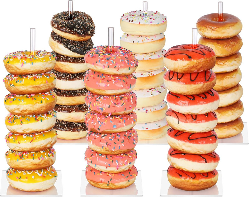 Donut Stand Bagel Stand 6 Pack, Acrylic Doughnut Holder, Clear Donut Display Sta