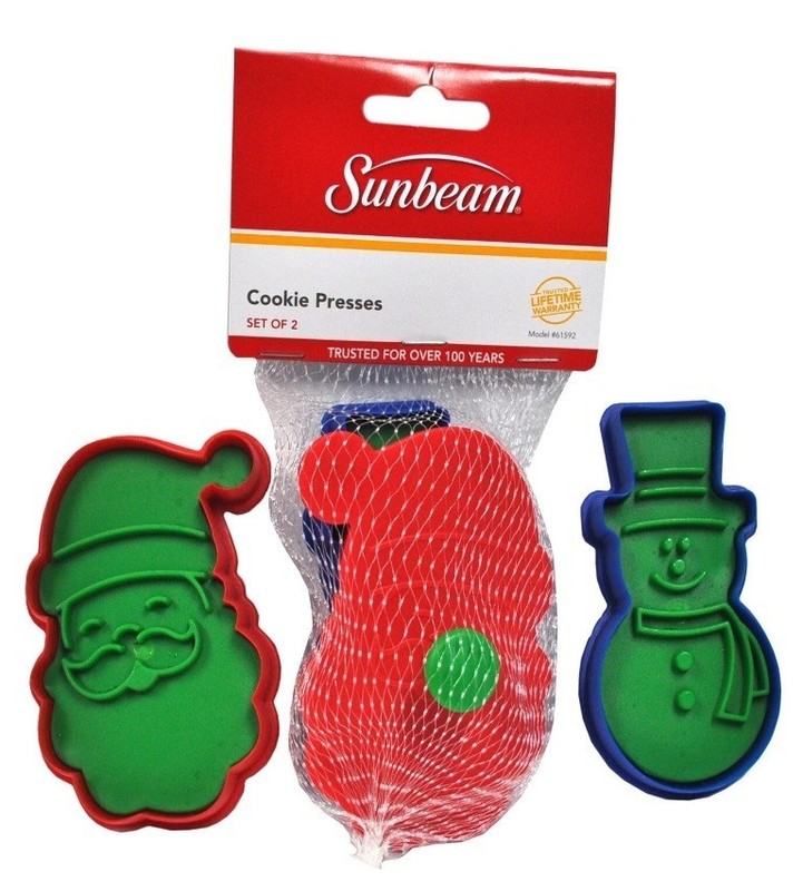 Sunbeam Cookie Presses Cutters Snowman and Santa Claus retired 2013 Christmas 4″