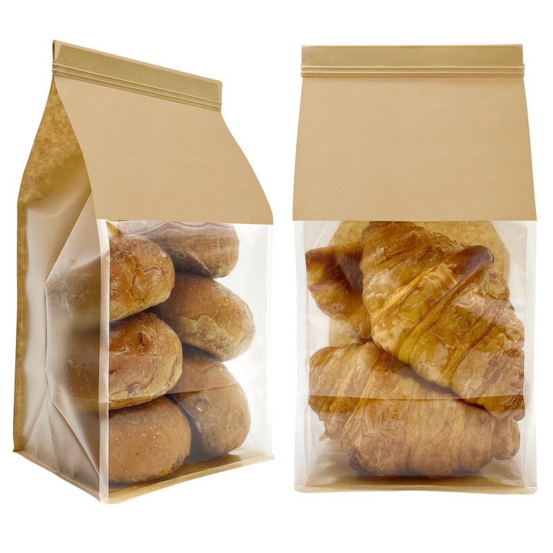 50ct 5.1×4.3x11inch Thicker Bread Bags for Homemade with Window & Tin Tie Tab…