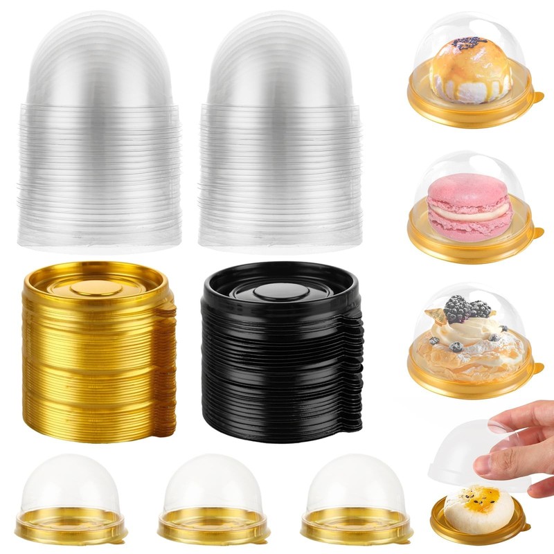 200 Pcs Mini Cake Containers, Clear Plastic Cupcakes Containers Muffin Moonca…