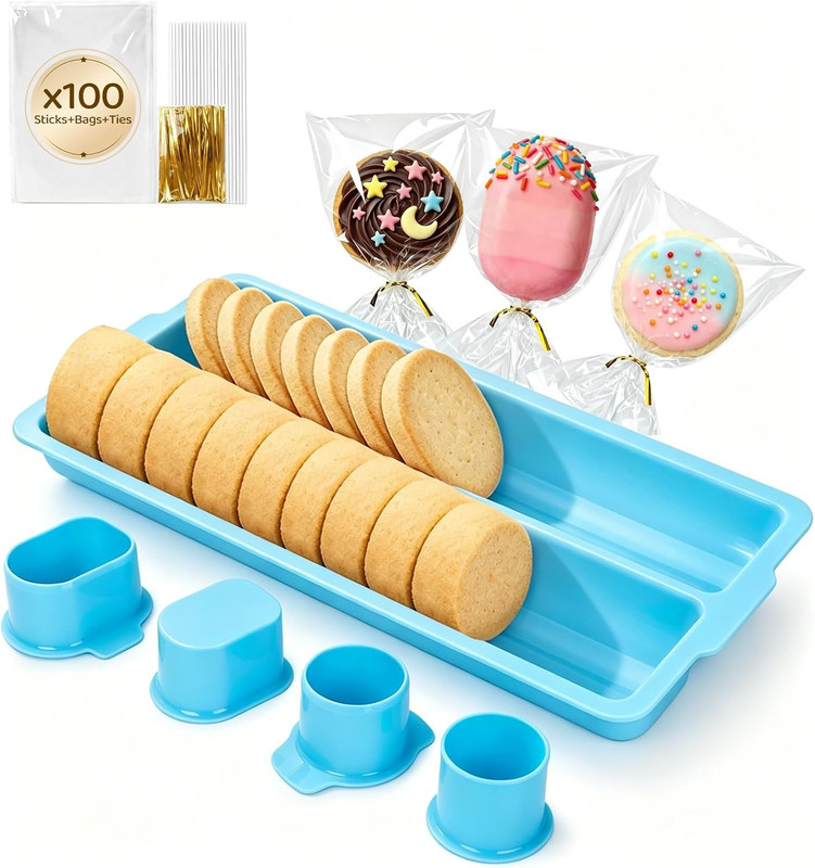 Cake Pop Mold Kit with 9 in Double Tray, 2 Cakesicle Cutters, Blue | ABS Plastic