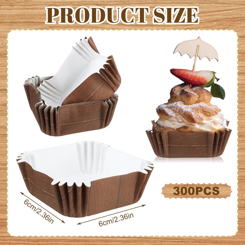 300 Pcs Square Cupcake Liners 2.36 Inches Square Baking Cups Brownie Cupcake ... gallery