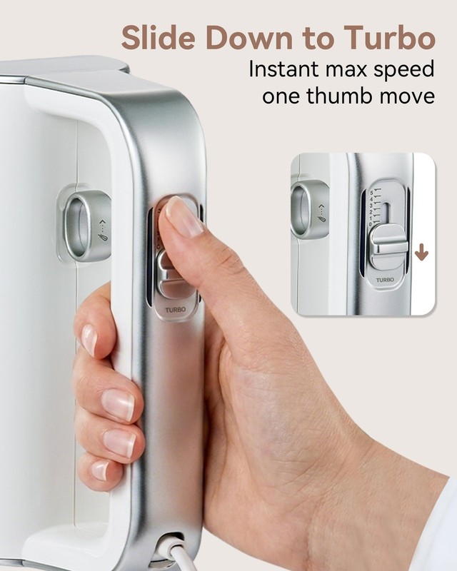 Master 4-in-1 Hand Mixer with Turbo Boost, Stainless Steel Whisk, Beaters, Do... gallery