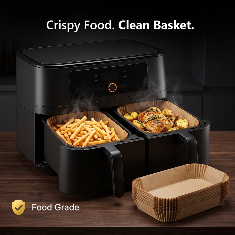 Rectangular Air Fryer Paper Liners 7.8"x5.5" Non-Stick Baking Parchment gallery