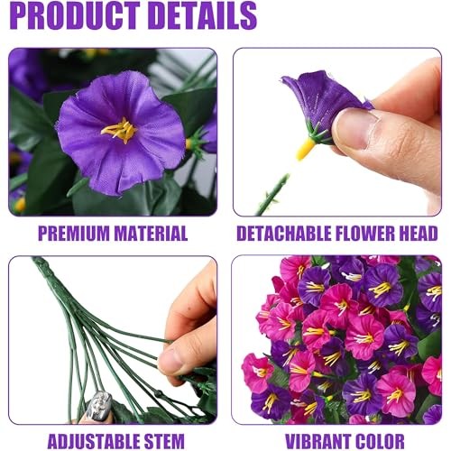 Artificial Fake Hanging Flowers Plants for Outdoor 4Pcs Purple & Magenta gallery