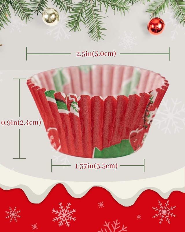 400 PCS Christmas Cupcake Liners 12 PCS Toppers Mini Muffin Xmas Party gallery