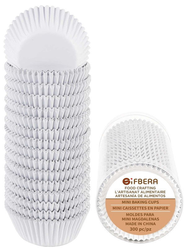 Gifbera White Foil Cupcake Liners Mini Size Muffin Baking Cups 300 Count