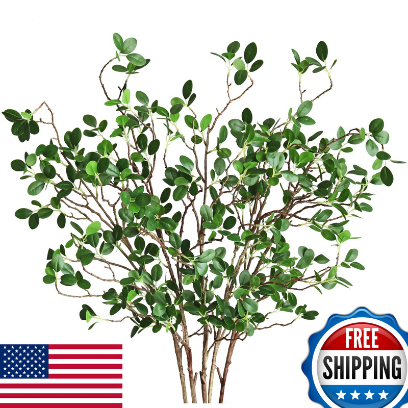 Htmeing Artificial Eucalytus Green Branches Faux Ficus Twig Home Office Shop Dec