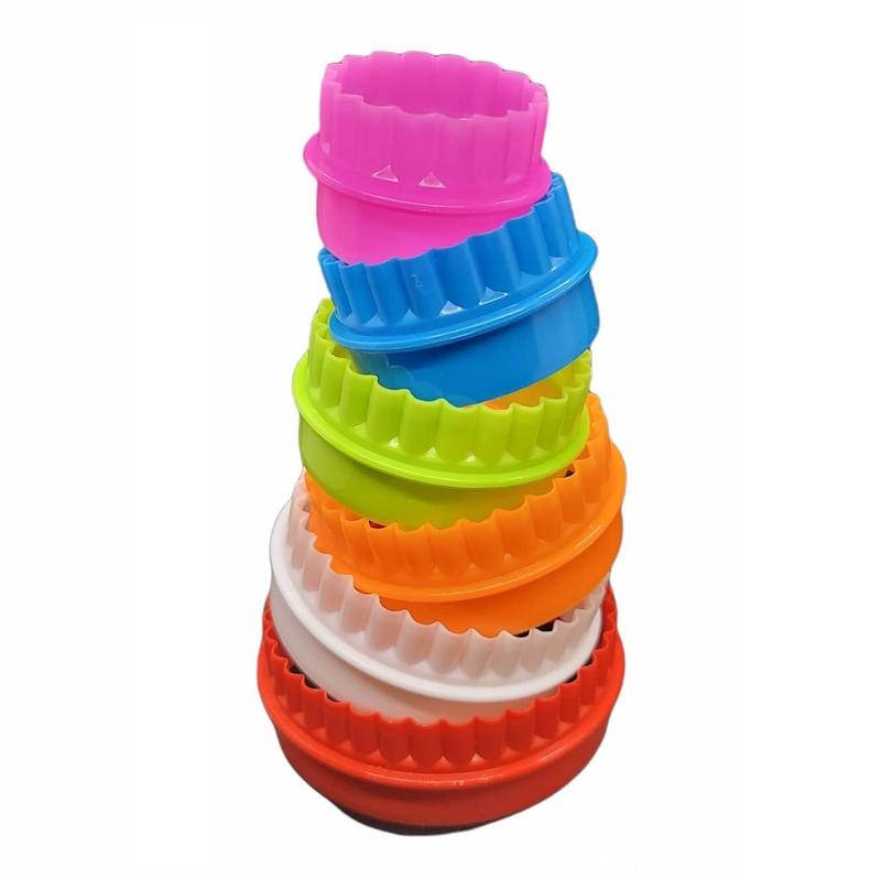 6pc Dual Sided Biscuit Cookie trimmer Set Round Scalloped Edges Dishwasher Safe gallery