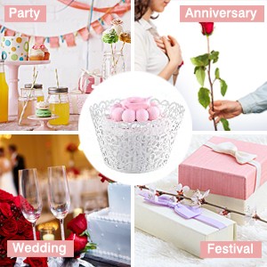 50 pcs White Cupcake Wrappers Lace Baking Cups Cupcake Liners for Baking Laser gallery