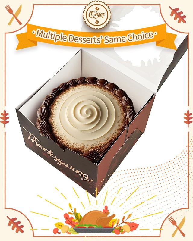 Thanksgiving 6x6x5 Cake Box 18 Sets Window Brown Pumpkin Round Boards 18 Set gallery