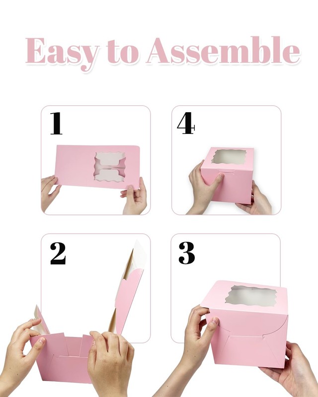 36pcs 6x6x5 Inches Cake Boxes with Window 18-Packs Pink 6 Inch Bakery Boxes (... gallery