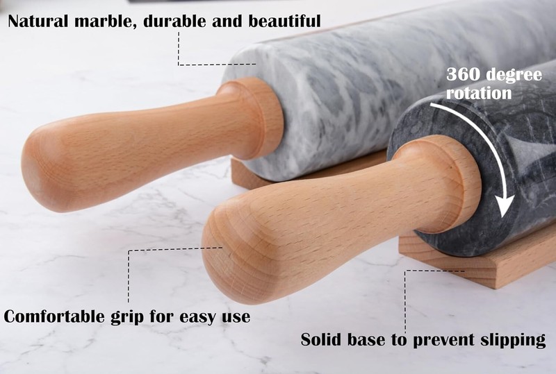 Handcrafted Marble 18.5" Rolling Pin Set with Non-Stick Finish & Accessories gallery