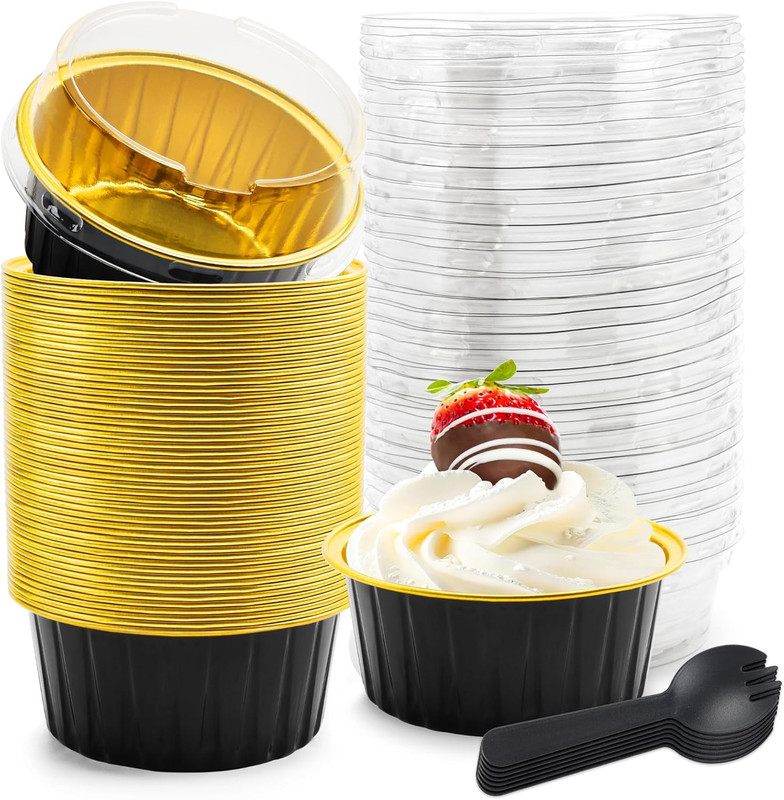 5 OZ Mini Loaf Pans with Lids Small Cake Containers Baking Cups for Pudding S... gallery
