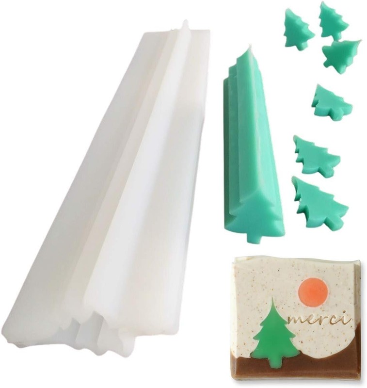 3D Christmas Tree Long Tube Silicone Mold Pine Tree Column Chocolate Candy Mo... gallery