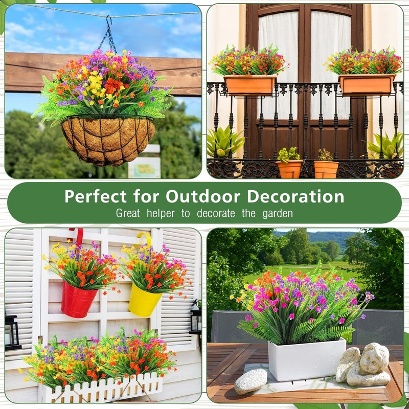 Unittype 50 Bundles Artificial Flowers Outdoors Faux Artificial Plants Shrub gallery