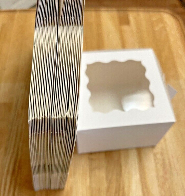 White Single SMALL Cupcake Boxes Window 4"x 4"x 2.5" - 29 Individual boxes NEW gallery