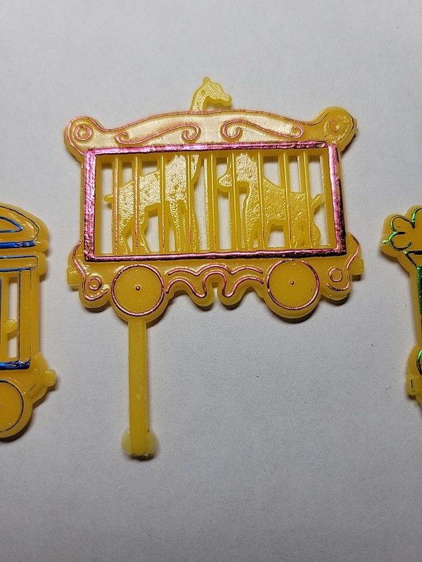 Vintage Plastic Circus Animal Cage Cupcake Toppers Yellow Lot of 3 Giraffe gallery