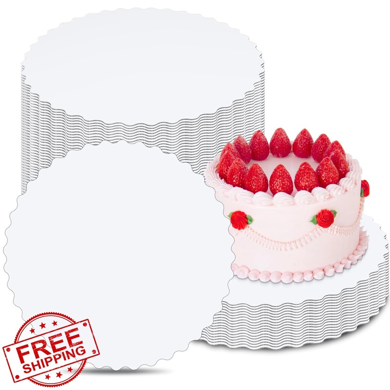 DGB Cake Boards 12in Round White Scalloped 25 Pack