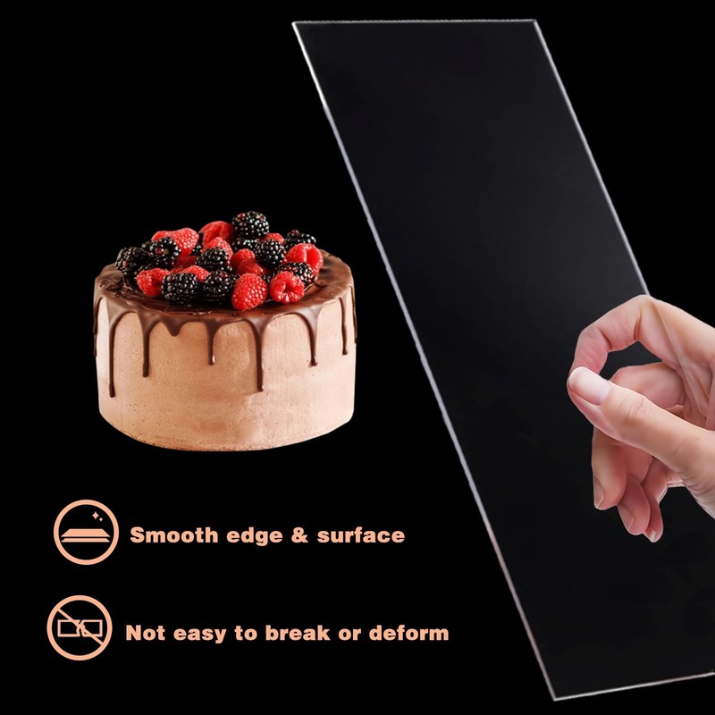 Acrylic Cake Scraper Set 4 PCS Large Transparent Smoother for Butter Cream gallery