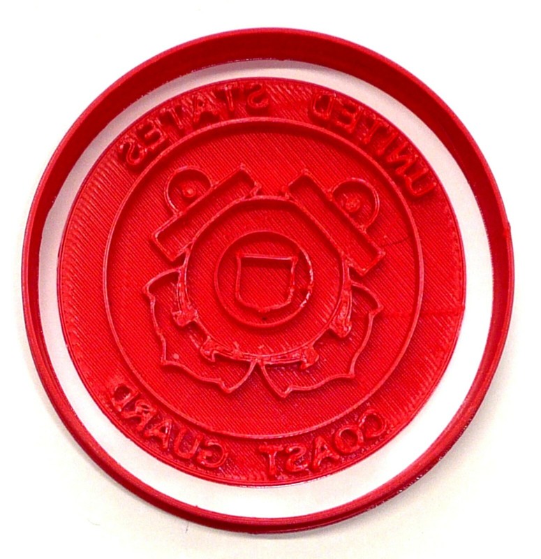 US COAST GUARD WITH WORDS MILITARY SET OF 2 COOKIE CUTTER AND STAMP USA PR4175