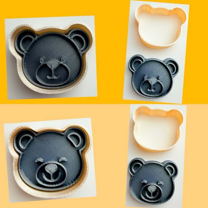 2 Teddy Bear Faces 3cm Cookie Cutter