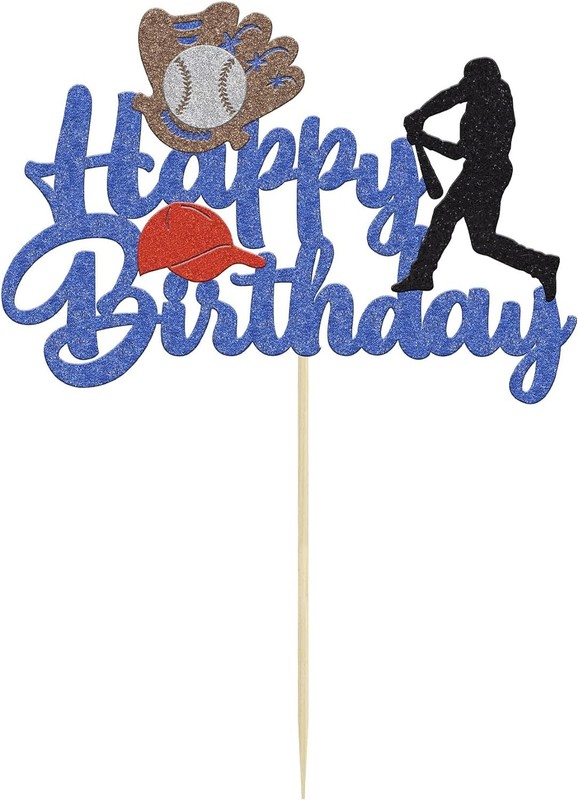 1 Pack Baseball Theme Cake Topper Sports Happy Birthday Baseball Player Cake gallery