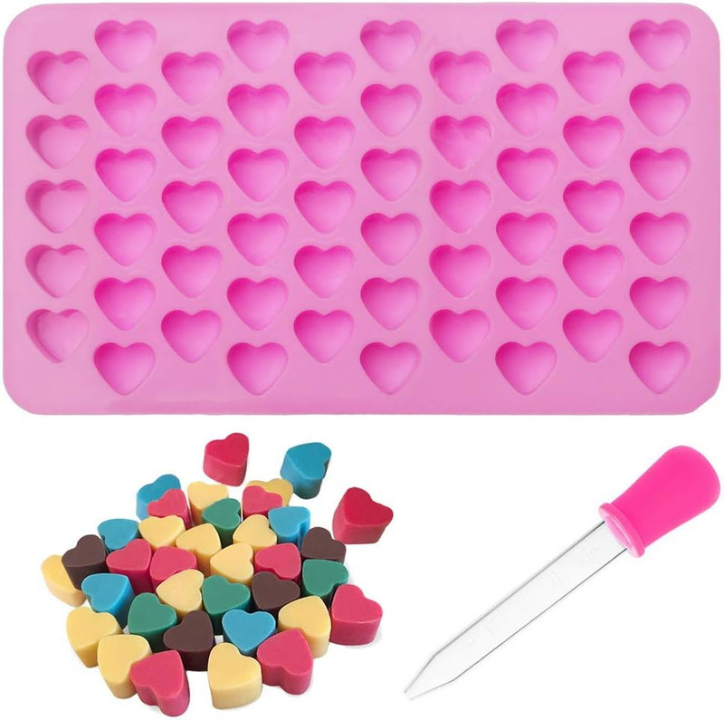 Silicone Moulds for Wax Melts Heart Mould Silicone with Dropper 55 Sweet Moulds