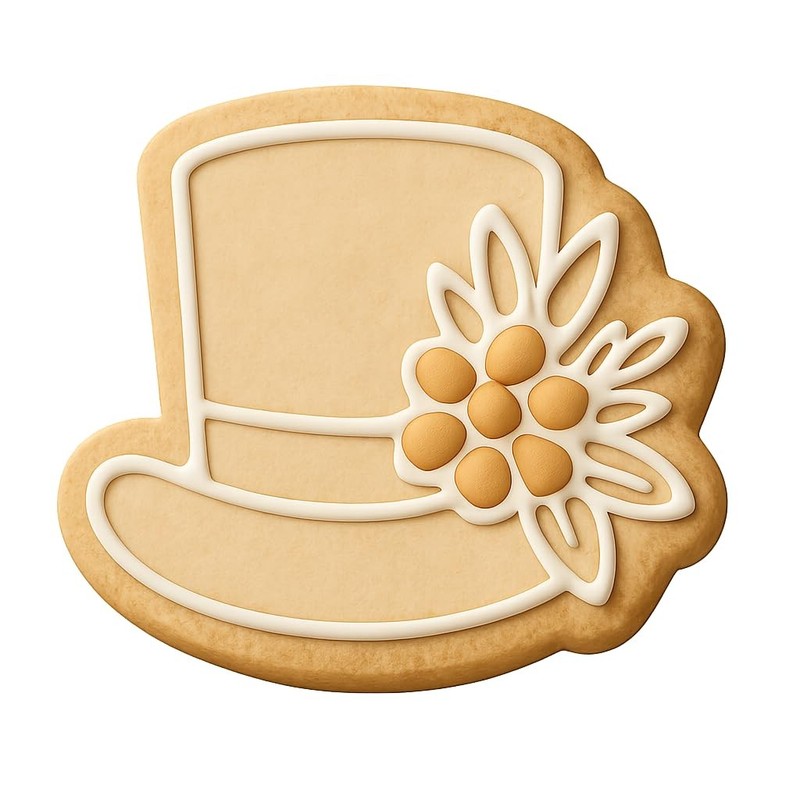Floral Adorned Top Hat Cookie Cutter & Stamp, Fondant & Clay - 4x3.8 gallery