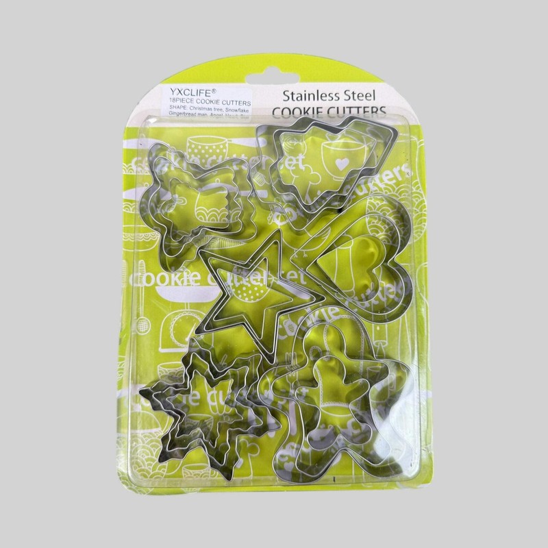 YXCLIFE | 18-Piece Stainless Steel Cookie Cutter Set