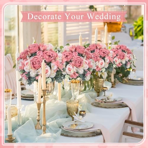 6 Pcs Artificial Peony Silk Florals Fake Mix Silk Peony Rose Faux Light Pink gallery