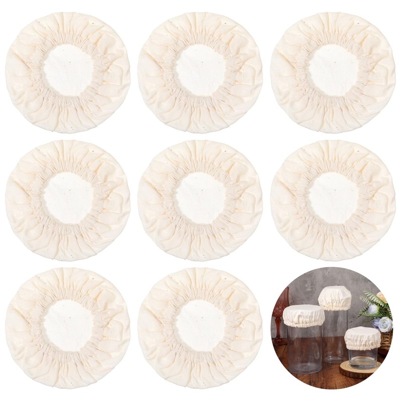 Sourdough Jar Cover,8 Pack Mason Jar Cloth Covers Reusable Linen Covers Cloth...