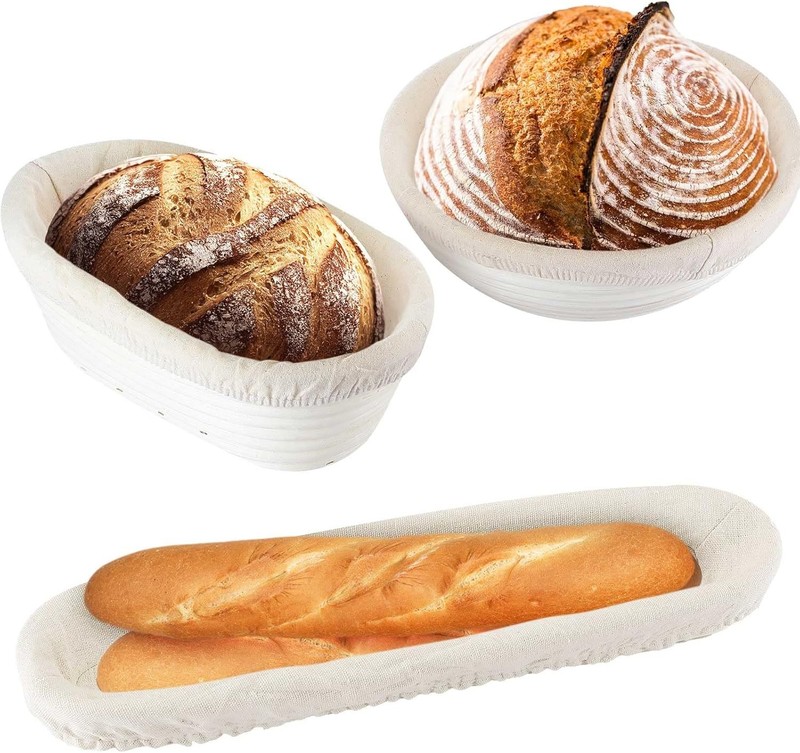 rrii 3 Pas Bread Banneton Proofing Basket 9″ Round and 10″ Oval and 15