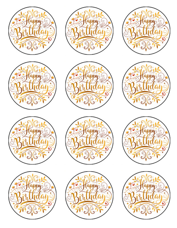 Happy Birthday Cupcake Toppers Wafer Birthday Cake Decorations (8 Designs) gallery