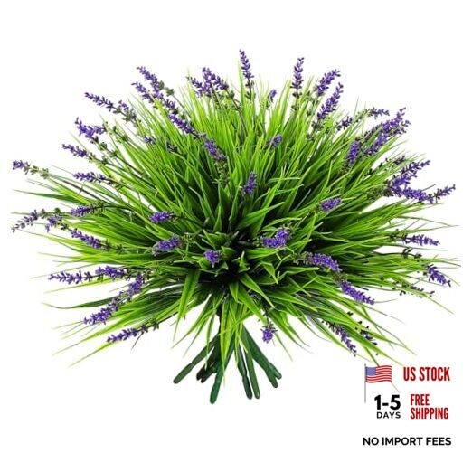 12 Bundles Artificial Grass Fake Plants，Outdoor Fake Monkey Puper+green Grass